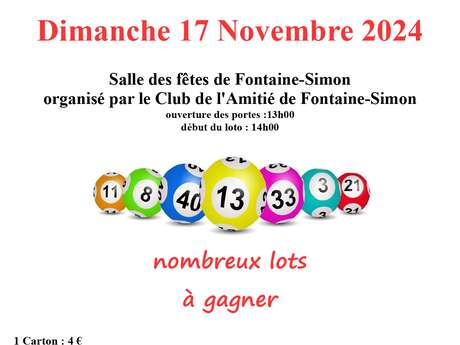 Loto organisé par le Club de l&rsquo;Amitié de Fontaine Simon