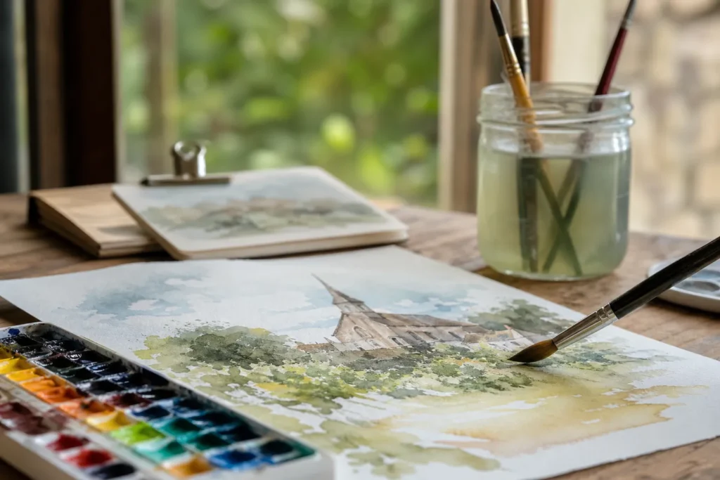 Atelier aquarelle à l&rsquo;Escarbille