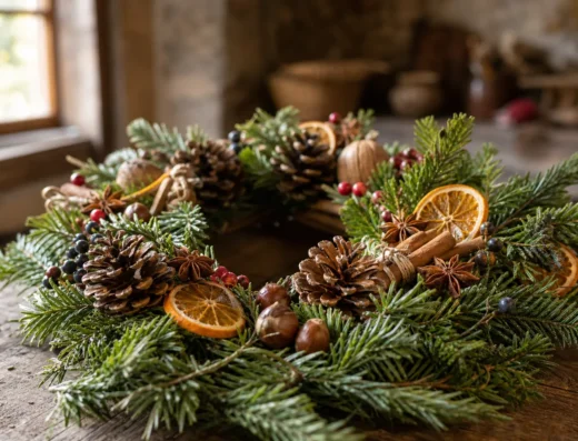 Une journée à la campagne en famille : décorations de Noël au naturel